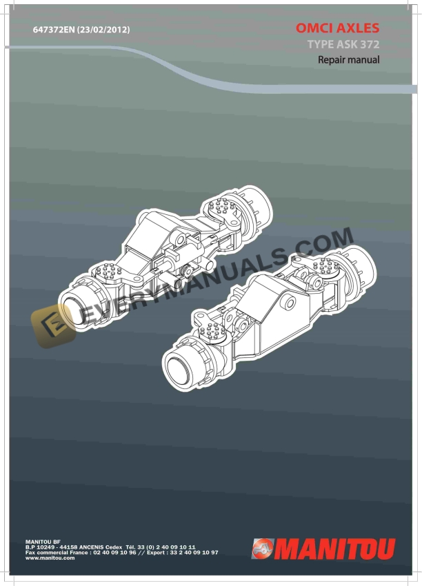 Manitou Type ASK 372 OMCI Axle Repair Manual 647372EN