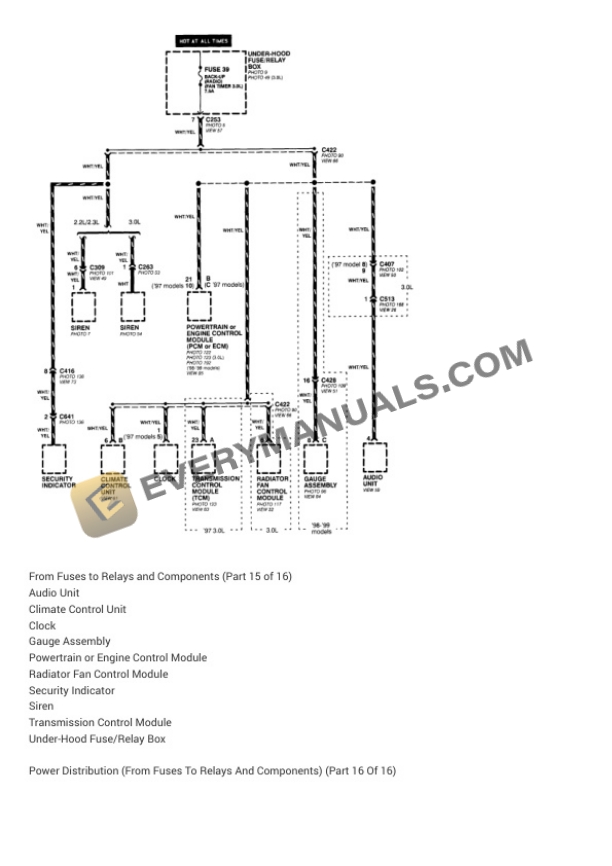 Acura CL 1998 Electrical Diagrams V6-3.0L SOHC (VTEC) 6 Acura CL 1998 Electrical Diagrams V6-3.0L SOHC (VTEC) - Image 4