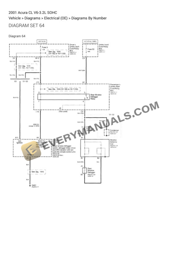Acura CL 2001 Electrical Diagrams V6-3.2L SOHC-3