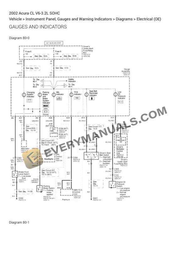 Acura CL 2002 Electrical Diagrams V6-3.2L SOHC-5