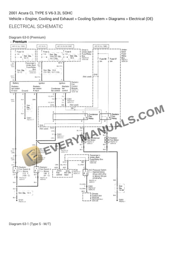 Acura CL TYPE S 2001 Electrical Diagrams V6-3.2L SOHC-4