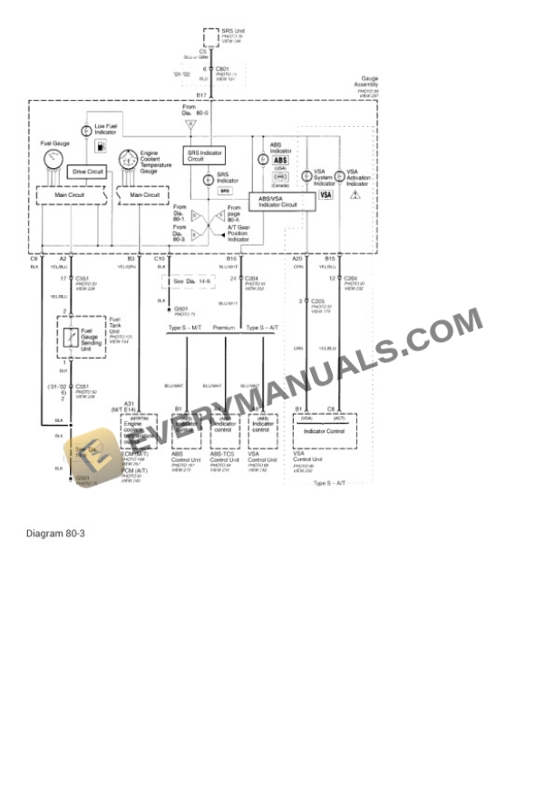 Acura CL TYPE S 2002 Electrical Diagrams V6-3.2L SOHC-3