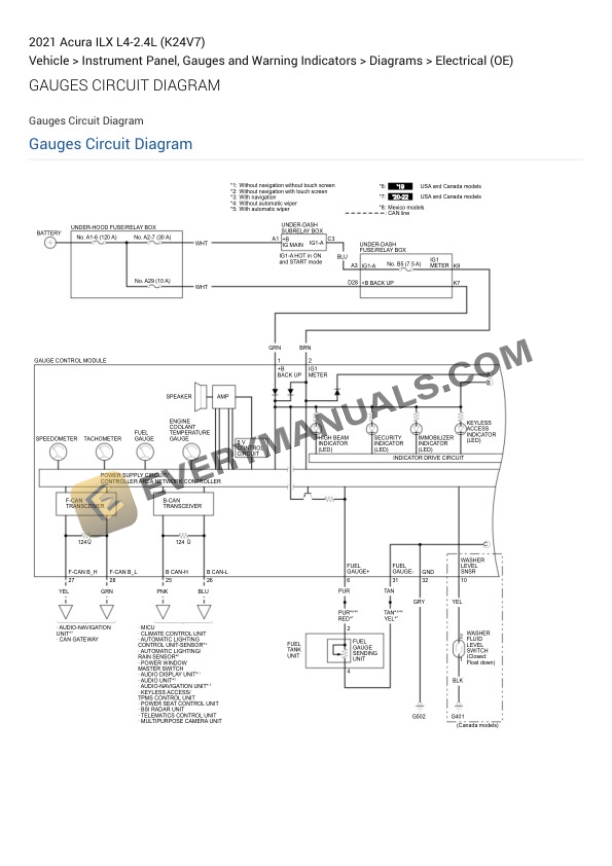 Acura ILX 2021 Electrical Diagrams L4-2.4L (K24V7) 7 Acura ILX 2021 Electrical Diagrams L4-2.4L (K24V7) - Image 5