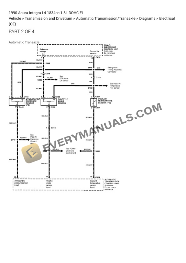 Acura Integra 1990 Electrical Diagrams L4-1834cc 1.8L DOHC FI 7 Acura Integra 1990 Electrical Diagrams L4-1834cc 1.8L DOHC FI - Image 5