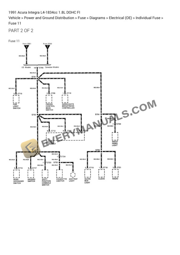 Acura Integra 1991 Electrical Diagrams L4-1834cc 1.8L DOHC FI 6 Acura Integra 1991 Electrical Diagrams L4-1834cc 1.8L DOHC FI - Image 4