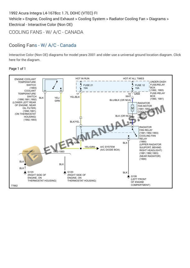 Acura Integra 1992 Electrical Diagrams L4-1678cc 1.7L DOHC (VTEC) FI