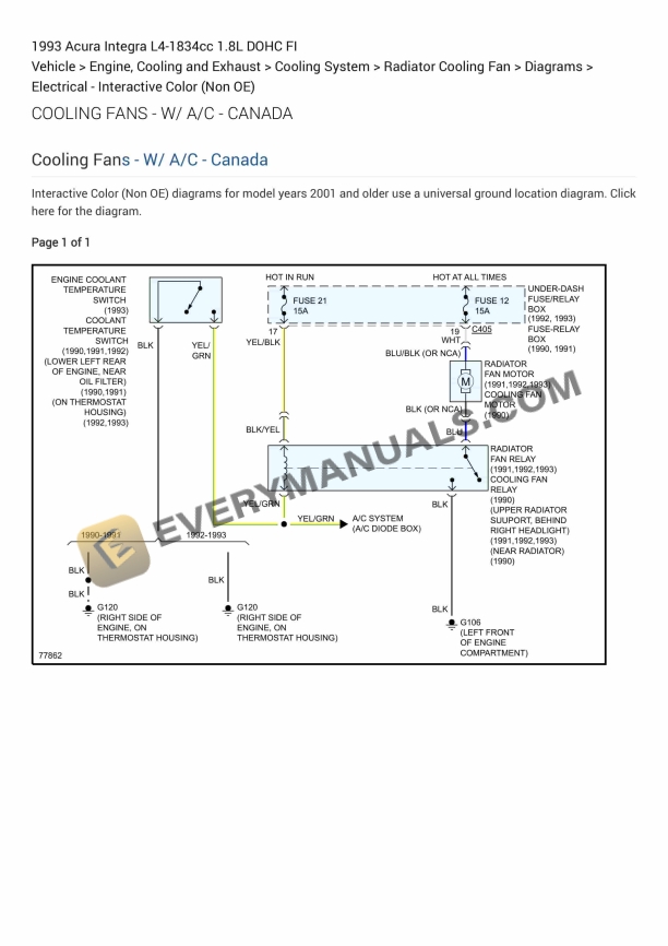 Acura Integra 1993 Electrical Diagrams L4-1834cc 1.8L DOHC FI