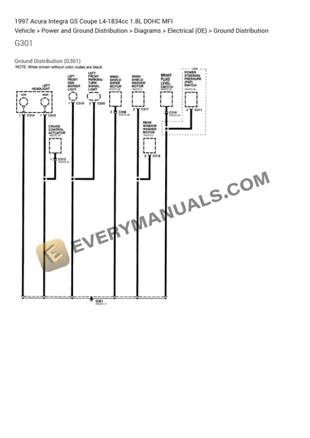Acura Integra GS Coupe 1997 Electrical Diagrams L4-1834cc 1.8L DOHC MFI 5 Acura Integra GS Coupe 1997 Electrical Diagrams L4-1834cc 1.8L DOHC MFI - Image 3