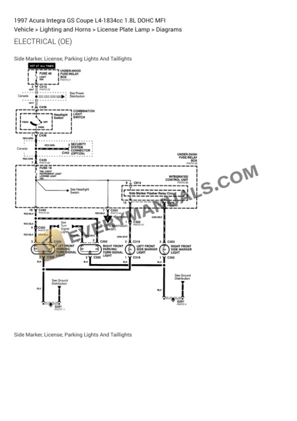 Acura Integra GS Coupe 1997 Electrical Diagrams L4-1834cc 1.8L DOHC MFI 6 Acura Integra GS Coupe 1997 Electrical Diagrams L4-1834cc 1.8L DOHC MFI - Image 4