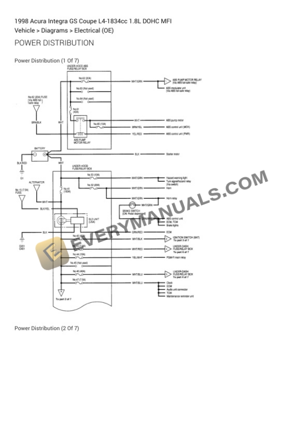 Acura Integra GS Coupe 1998 Electrical Diagrams L4-1834cc 1.8L DOHC MFI 7 Acura Integra GS Coupe 1998 Electrical Diagrams L4-1834cc 1.8L DOHC MFI - Image 5