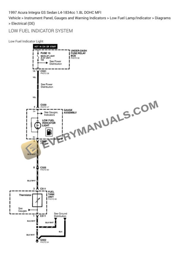 Acura Integra GS Sedan 1997 Electrical Diagrams L4-1834cc 1.8L DOHC MFI 6 Acura Integra GS Sedan 1997 Electrical Diagrams L4-1834cc 1.8L DOHC MFI - Image 4