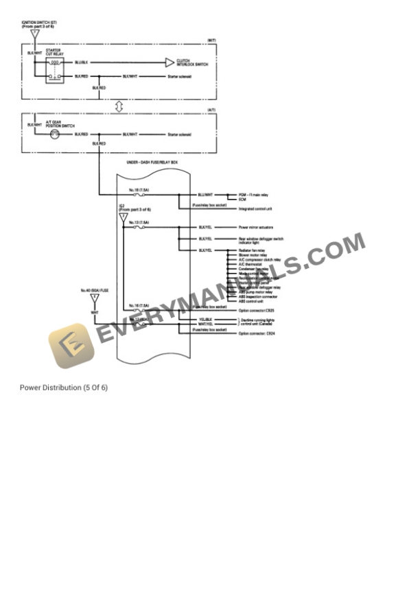 Acura Integra GS Sedan 1997 Electrical Diagrams L4-1834cc 1.8L DOHC MFI 7 Acura Integra GS Sedan 1997 Electrical Diagrams L4-1834cc 1.8L DOHC MFI - Image 5