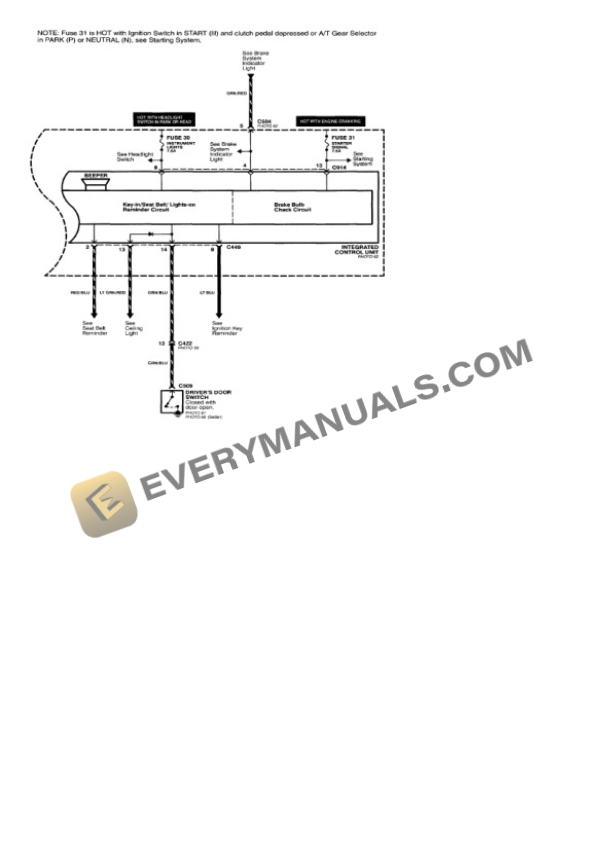Acura Integra GS Sedan 1998 Electrical Diagrams L4-1834cc 1.8L DOHC MFI 6 Acura Integra GS Sedan 1998 Electrical Diagrams L4-1834cc 1.8L DOHC MFI - Image 4