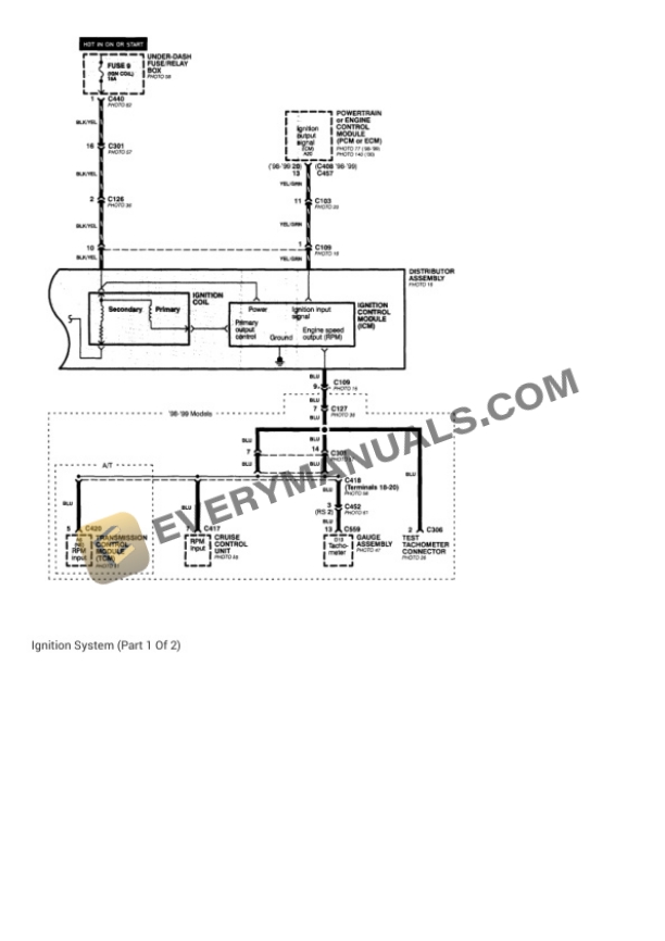 Acura Integra GS Sedan 1999 Electrical Diagrams L4-1834cc 1.8L DOHC MFI 4 Acura Integra GS Sedan 1999 Electrical Diagrams L4-1834cc 1.8L DOHC MFI - Image 2
