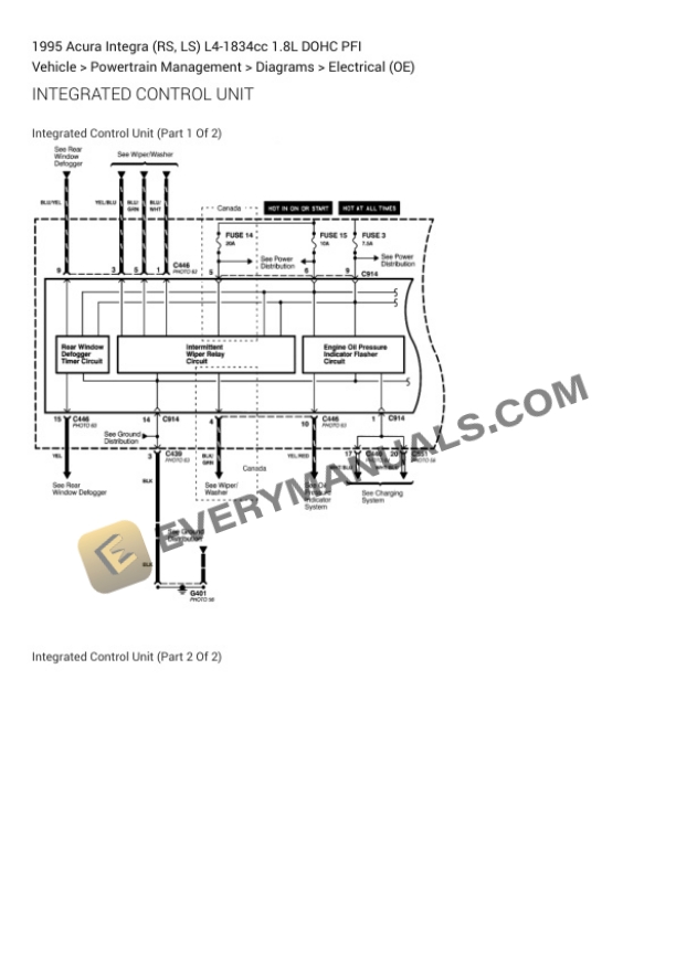 Acura Integra (RS, LS) 1995 Electrical Diagrams L4-1834cc 1.8L DOHC PFI 7 Acura Integra (RS, LS) 1995 Electrical Diagrams L4-1834cc 1.8L DOHC PFI - Image 5
