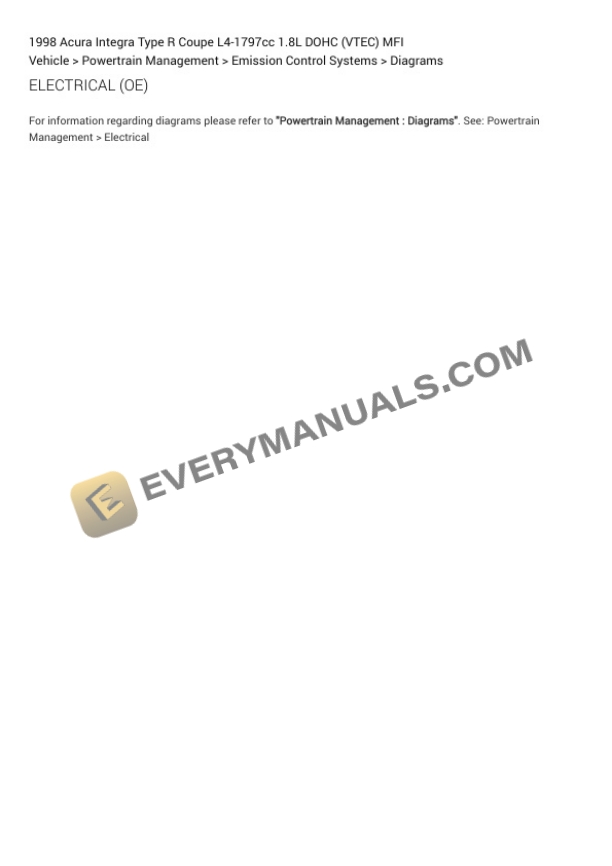Acura Integra Type R Coupe 1998 Electrical Diagrams L4-1797cc 1.8L DOHC (VTEC) MFI 5 Acura Integra Type R Coupe 1998 Electrical Diagrams L4-1797cc 1.8L DOHC (VTEC) MFI - Image 3