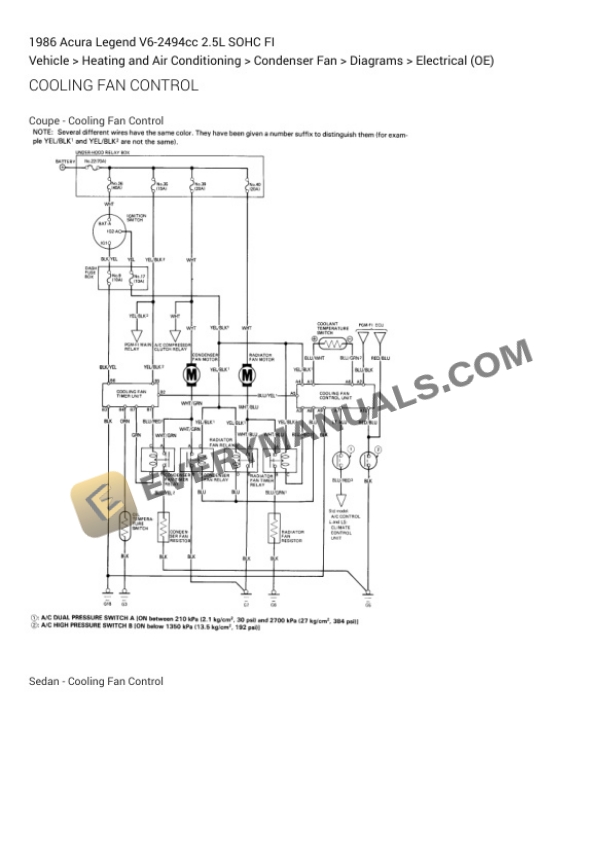 Acura Legend 1986 Electrical Diagrams V6-2494cc 2.5L SOHC FI 4 Acura Legend 1986 Electrical Diagrams V6-2494cc 2.5L SOHC FI - Image 2