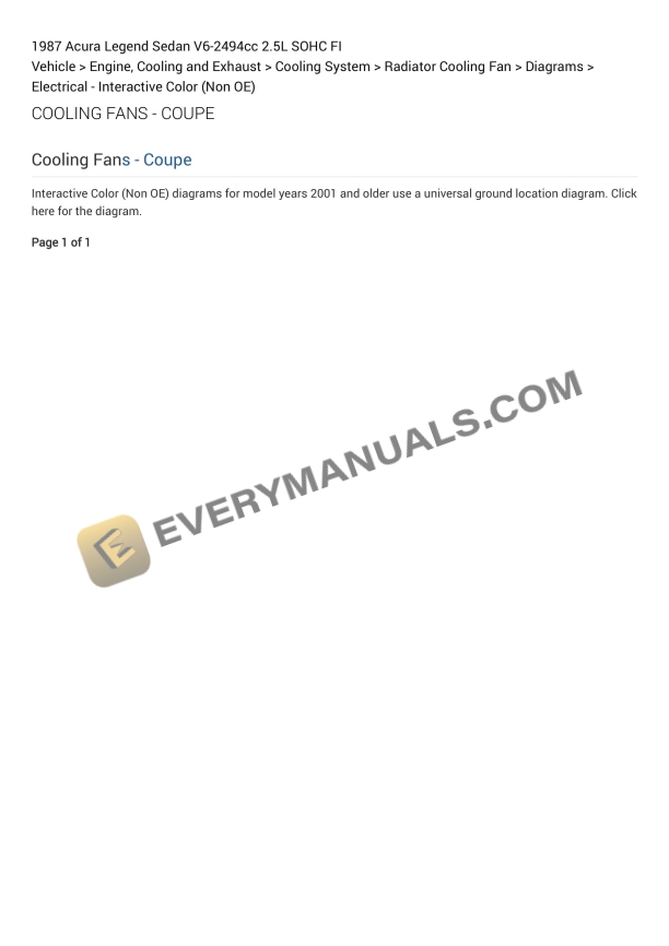 Acura Legend Sedan 1987 Electrical Diagrams V6-2494cc 2.5L SOHC FI