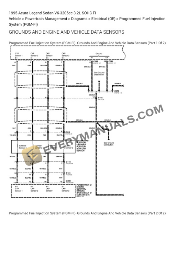 Acura Legend Sedan 1995 Electrical Diagrams V6-3206cc 3.2L SOHC FI 5 Acura Legend Sedan 1995 Electrical Diagrams V6-3206cc 3.2L SOHC FI - Image 3