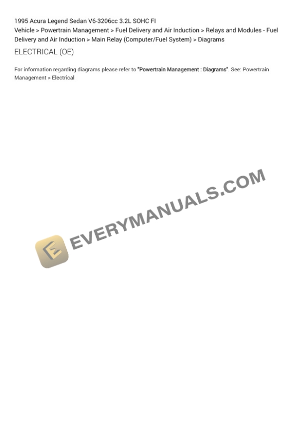 Acura Legend Sedan 1995 Electrical Diagrams V6-3206cc 3.2L SOHC FI 6 Acura Legend Sedan 1995 Electrical Diagrams V6-3206cc 3.2L SOHC FI - Image 4