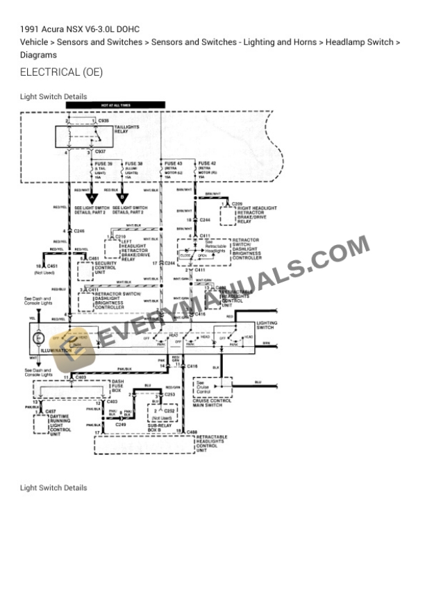 Acura NSX 1991 Electrical Diagrams V6-3.0L DOHC 4 Acura NSX 1991 Electrical Diagrams V6-3.0L DOHC - Image 2