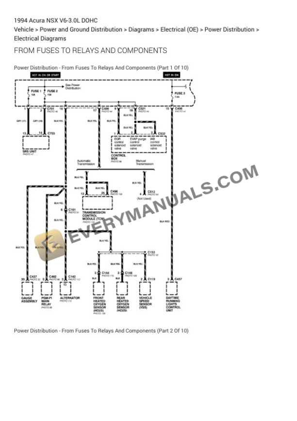 Acura NSX 1994 Electrical Diagrams V6-3.0L DOHC 4 Acura NSX 1994 Electrical Diagrams V6-3.0L DOHC - Image 2