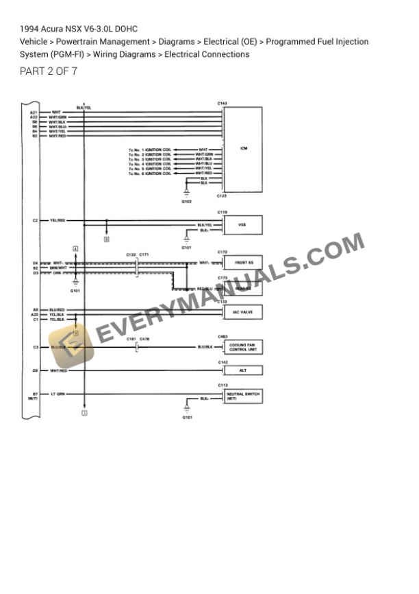 Acura NSX 1994 Electrical Diagrams V6-3.0L DOHC 6 Acura NSX 1994 Electrical Diagrams V6-3.0L DOHC - Image 4