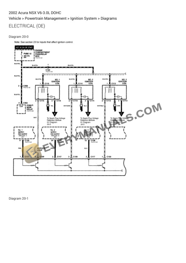 Acura NSX 2002 Electrical Diagrams V6-3.0L DOHC 6 Acura NSX 2002 Electrical Diagrams V6-3.0L DOHC - Image 4