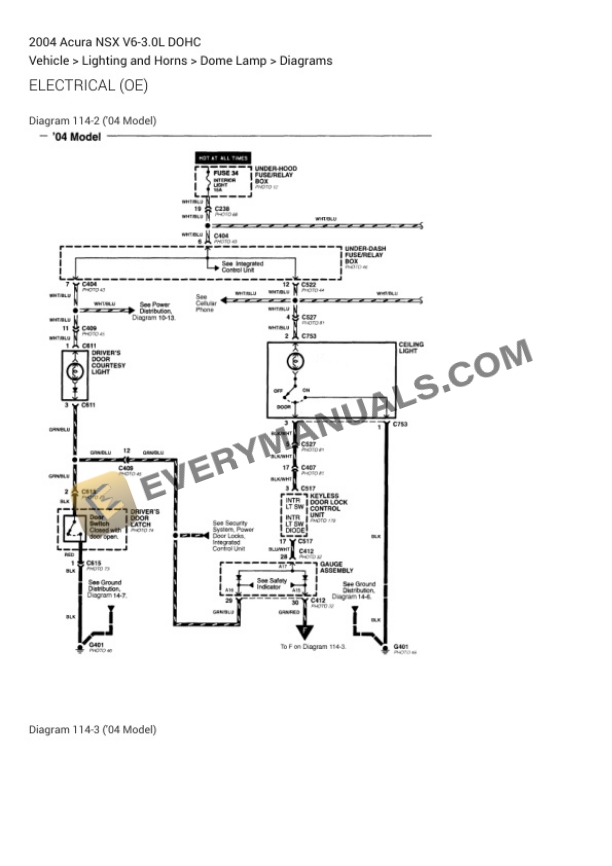 Acura NSX 2004 Electrical Diagrams V6-3.0L DOHC 5 Acura NSX 2004 Electrical Diagrams V6-3.0L DOHC - Image 3
