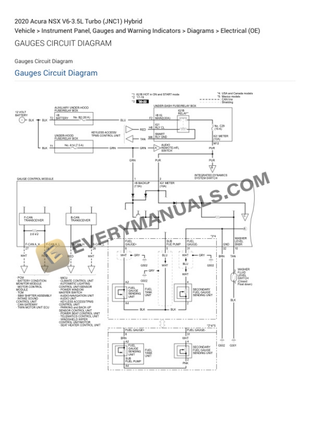 Acura NSX 2020 Electrical Diagrams V6-3.5L Turbo (JNC1) Hybrid-2