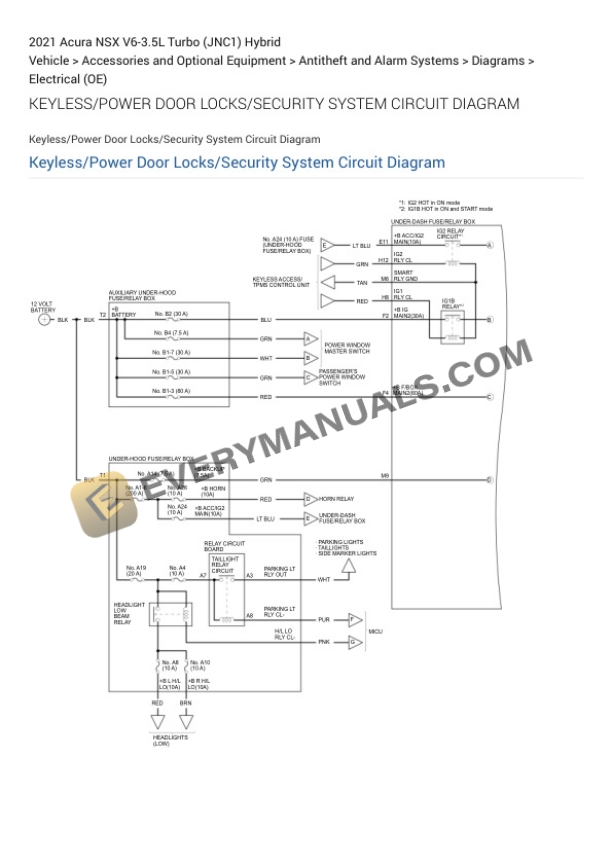 Acura NSX 2021 Electrical Diagrams V6-3.5L Turbo (JNC1) Hybrid 6 Acura NSX 2021 Electrical Diagrams V6-3.5L Turbo (JNC1) Hybrid - Image 4