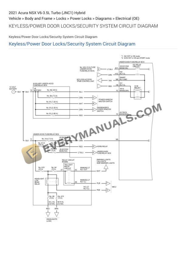 Acura NSX 2021 Electrical Diagrams V6-3.5L Turbo (JNC1) Hybrid 7 Acura NSX 2021 Electrical Diagrams V6-3.5L Turbo (JNC1) Hybrid - Image 5