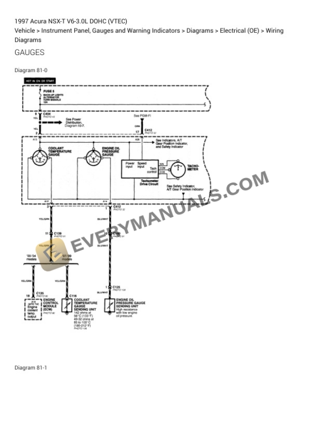 Acura NSX-T 1997 Electrical Diagrams V6-3.0L DOHC (VTEC) 5 Acura NSX-T 1997 Electrical Diagrams V6-3.0L DOHC (VTEC) - Image 3