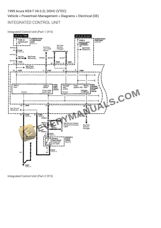 Acura NSX-T 1999 Electrical Diagrams V6-3.2L DOHC (VTEC) 6 Acura NSX-T 1999 Electrical Diagrams V6-3.2L DOHC (VTEC) - Image 4