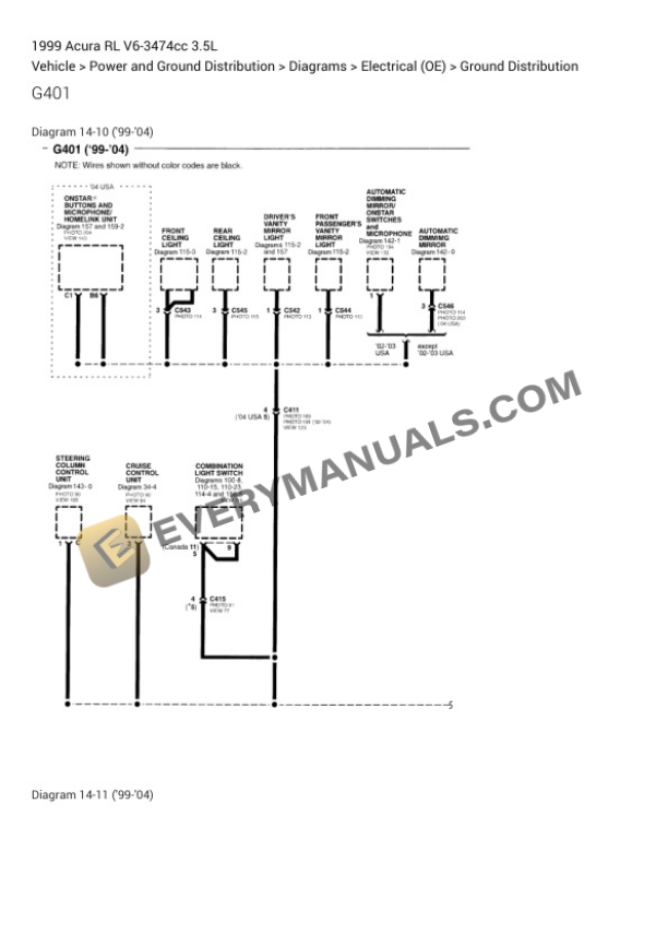 Acura RL 1999 Electrical Diagrams V6-3474cc 3.5L-3
