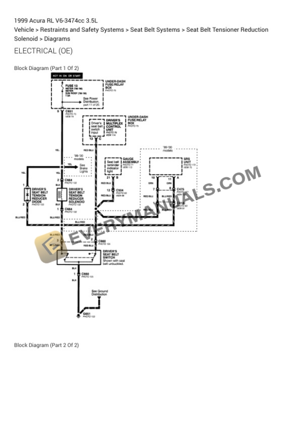 Acura RL 1999 Electrical Diagrams V6-3474cc 3.5L-5