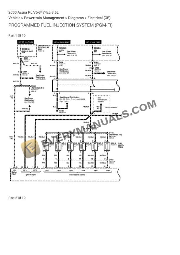 Acura RL 2000 Electrical Diagrams V6-3474cc 3.5L-4