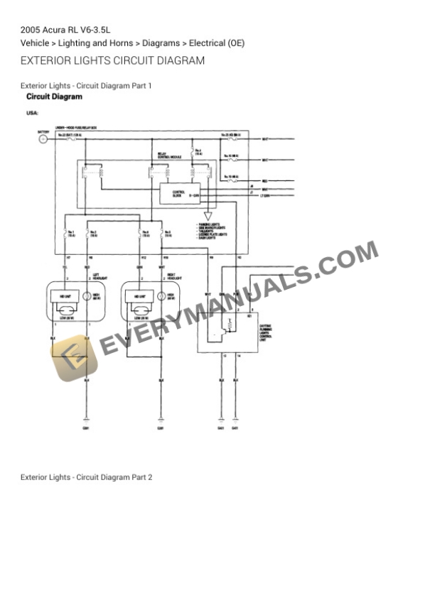 Acura RL 2005 Electrical Diagrams V6-3.5L-3
