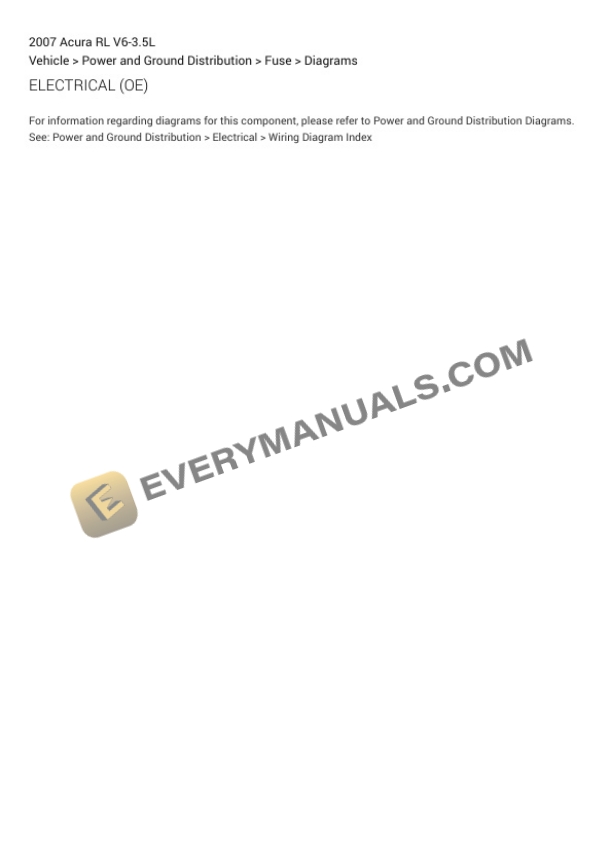 Acura RL 2007 Electrical Diagrams V6-3.5L-3