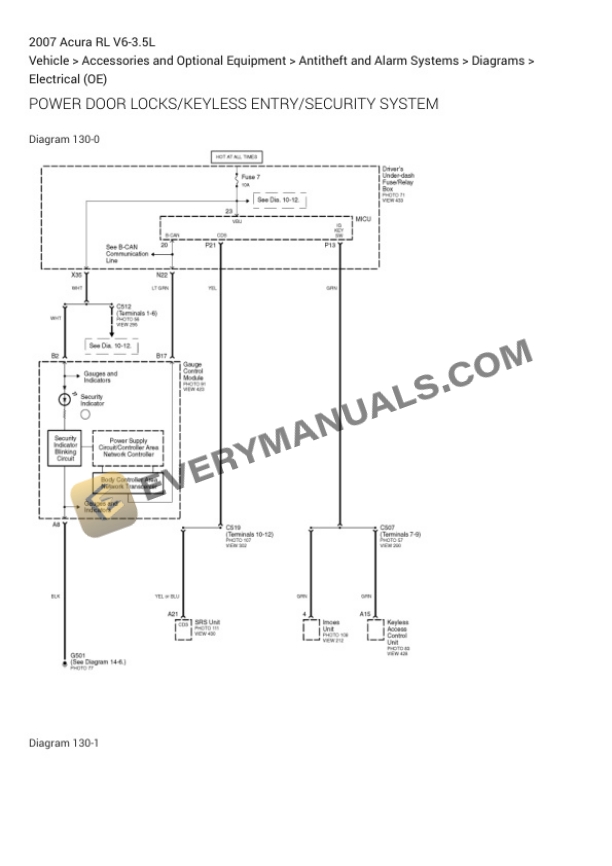 Acura RL 2007 Electrical Diagrams V6-3.5L-5