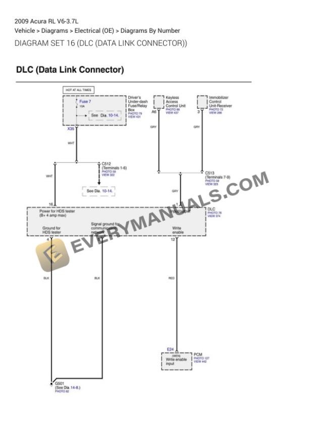 Acura RL 2009 Electrical Diagrams V6-3.7L-3