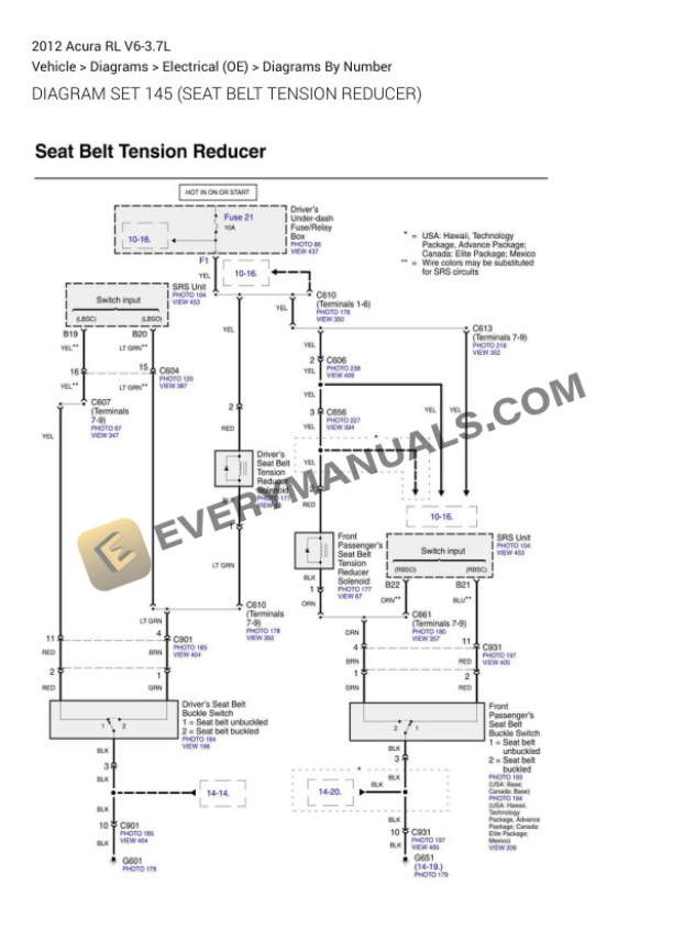 Acura RL 2012 Electrical Diagrams V6-3.7L-2