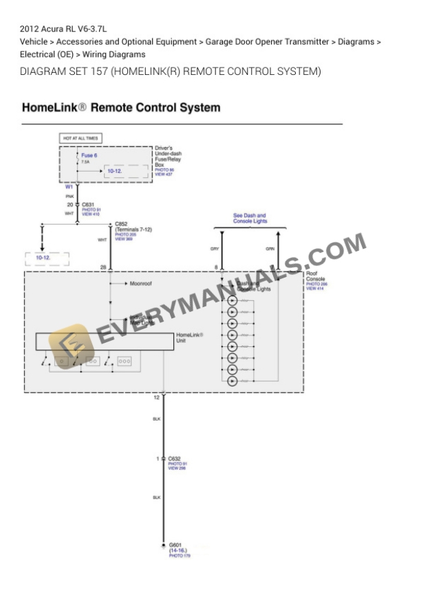 Acura RL 2012 Electrical Diagrams V6-3.7L-3