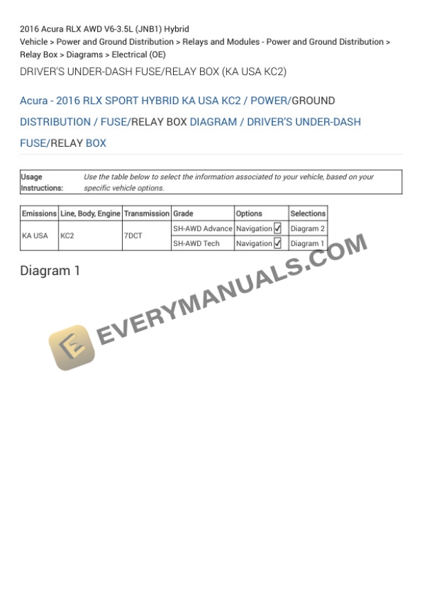 Acura RLX AWD 2016 Electrical Diagrams V6-3.5L (JNB1) Hybrid-2