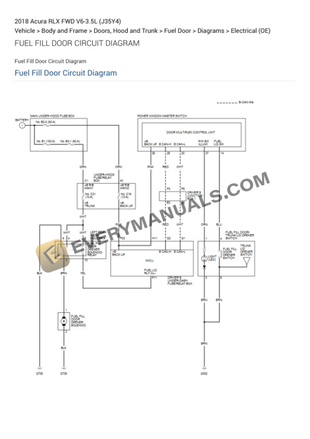 Acura RLX FWD 2018 Electrical Diagrams V6-3.5L (J35Y4) 7 Acura RLX FWD 2018 Electrical Diagrams V6-3.5L (J35Y4) - Image 5