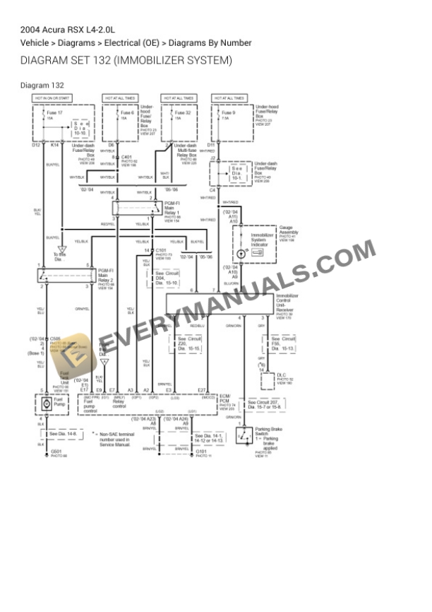 Acura RSX 2004 Electrical Diagrams L4-2.0L 4 Acura RSX 2004 Electrical Diagrams L4-2.0L - Image 2