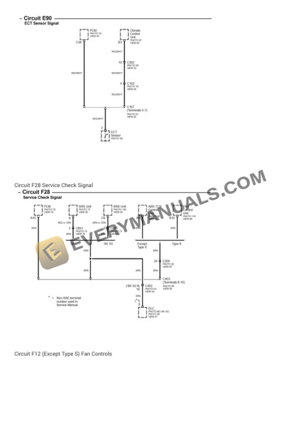 Acura TL 1999 Electrical Diagrams V6-3206cc 3.2L SOHC MFI-2