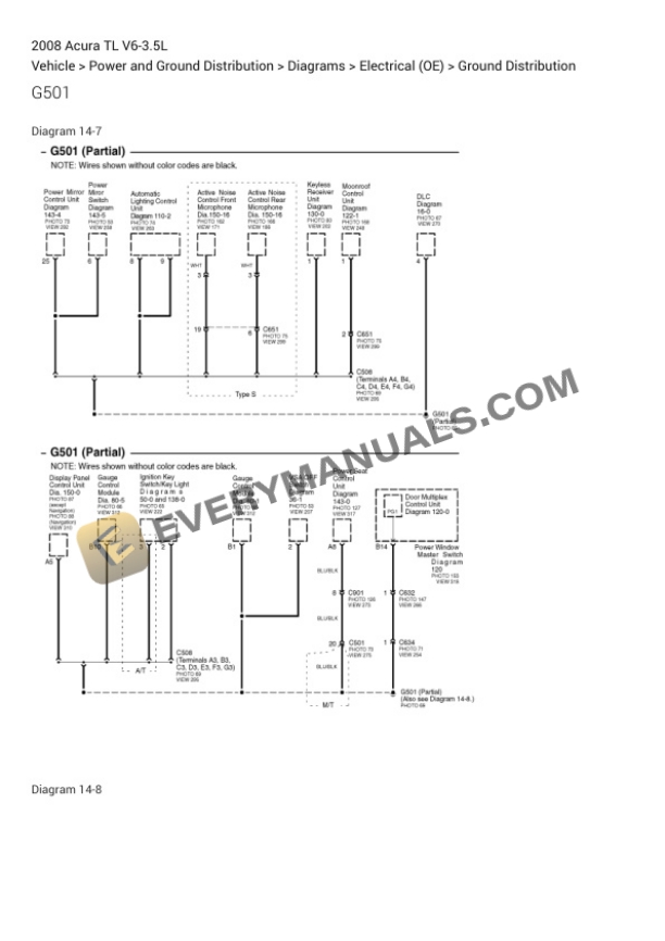 Acura TL 2008 Electrical Diagrams V6-3.5L-3