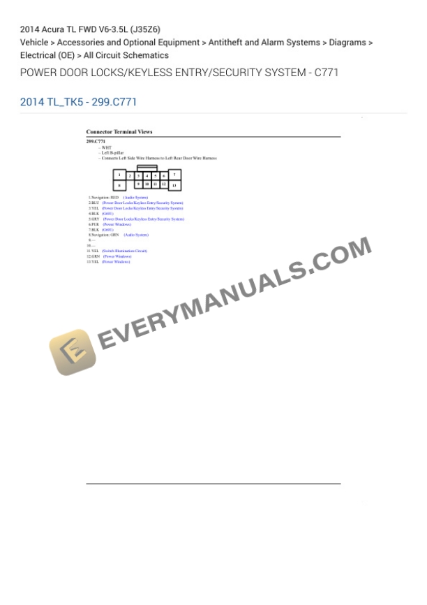Acura TL FWD 2014 Electrical Diagrams V6-3.5L (J35Z6)-3