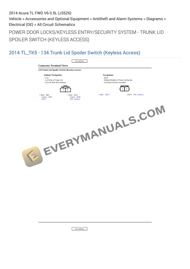 Acura TL FWD 2014 Electrical Diagrams V6-3.5L (J35Z6)-4